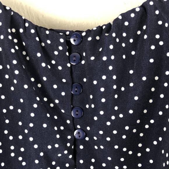 Lucca Couture Blue White Polka Dot Adjustable Crop Wide Leg Ruffle Top Jumpsuit - Picture 8 of 9